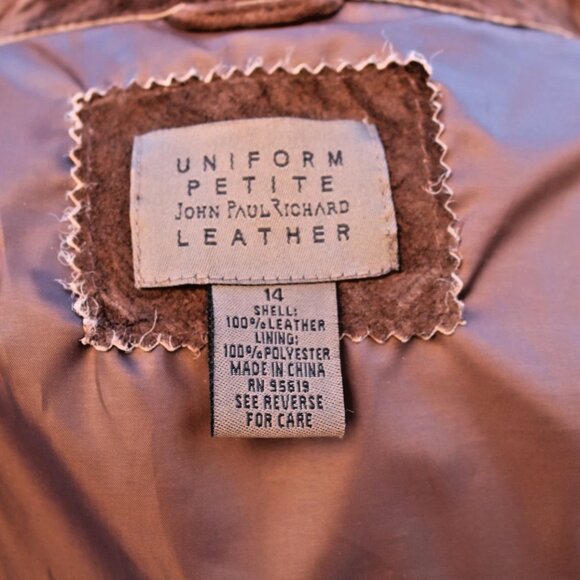 Vintage Genuine Suede Leather Jacket Uniform Petite John Paul Richard Size PM Si - Picture 16 of 16